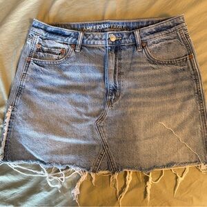American Eagle Outfitters Light Blue Frayed Denim Mini Skirt